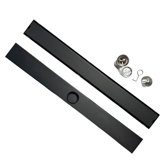 Трап для душу та ванної кімнати під плитку з нержавіючої сталі для зливу води, лінійний, підлоговий 60х6. 8х2 см,чорний Кам'янець-Подільський