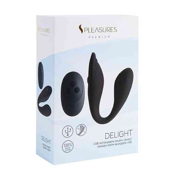 Подвійний вібратор S Pleasures Premium Delight, чорний, для клітора та точки G, 10 режимів Sex Aura Київ