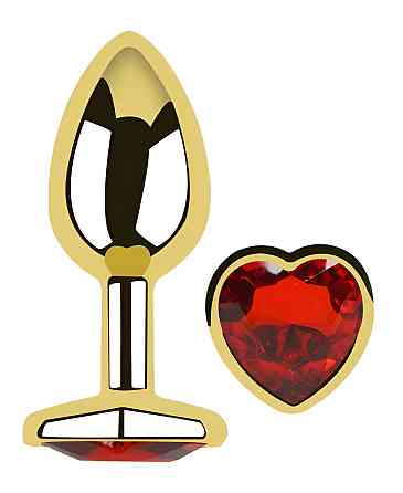 Анальна пробка з кристалом EGZO - Gold Heart Plug Red size S Sex Aura Київ