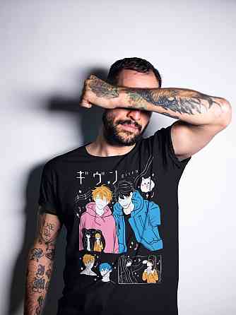 Футболка чоловіча з аніме принтом Гівен Аніме Харукі Накайама оверсайз (S/M/L) Чорний AnimeJ0488 Дніпро