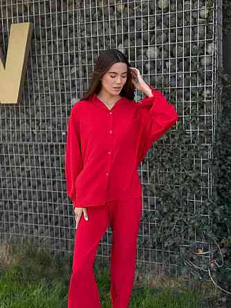 Костюм-трійка жіночий літній креп-жатка Червоний M-L Харків