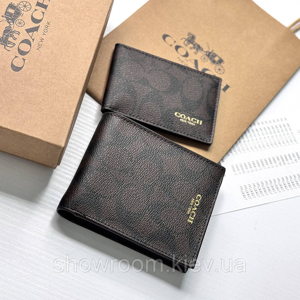 Чоловіче брендове портмоне з картхолдером Coach (1381) brown Київ - фото 5