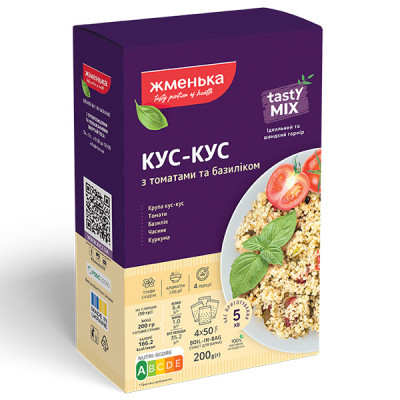 Крупа Жменька Кус-кус с томатами и базиликом 200 г (4820152181879) Винница - изображение 1