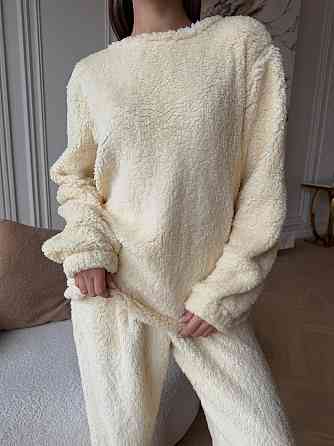 Жіноча затишна піжама-двійка: кофта та штани махра тедді Бежевий, 42/46 Одеса
