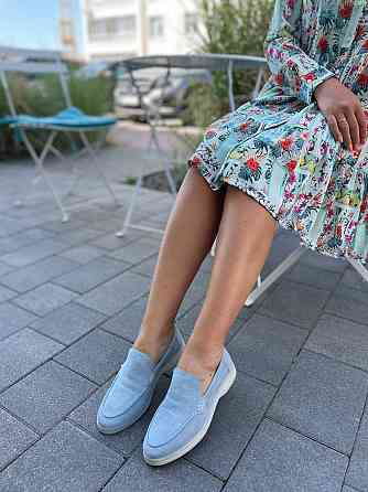 Лоферы женские KATI SHOES голубые натуральная замша демисезонные 36-40 (141) Коломия