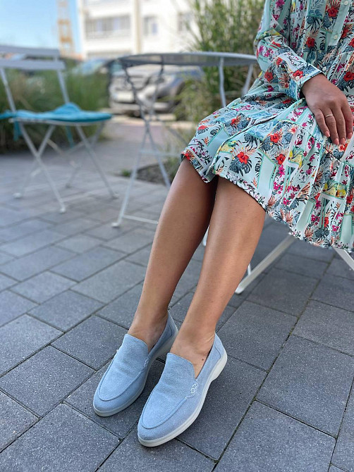 Лоферы женские KATI SHOES голубые натуральная замша демисезонные 36-40 (141) Коломия - фото 2