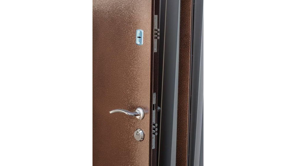 Двері вхідні Наші двері ОПТІМА Б-308 Мідь антик / ПВХ Дуб золотий  860х1900 мм Київ - фото 3