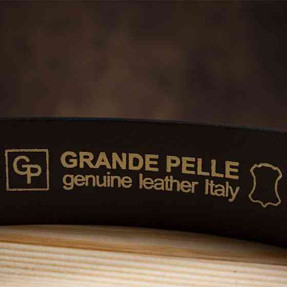 Ексклюзивний чоловічий джинсовий ремінь з натуральної шкіри GRANDE PELLE 00910 Коричневий Київ