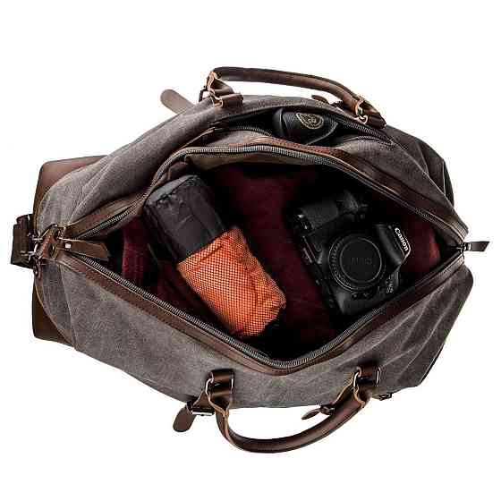 Дорожная сумка текстильная большая Vintage 20165 Серая Киев