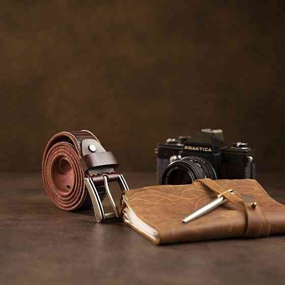 Ремінь з тисненням Vintage 20129 Темно-коричневий Київ