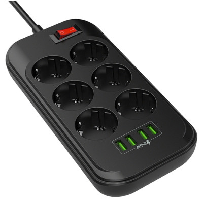 Мережевий фільтр живлення ColorWay CW-CHE64B, 6 розеток/4USB Black (CW-CHE64B) Вінниця - фото 9