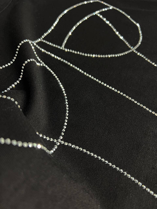 Футболка жіноча A-N 0098 з камінням імітація корсету оверсайз, чорний, one size Київ - фото 10