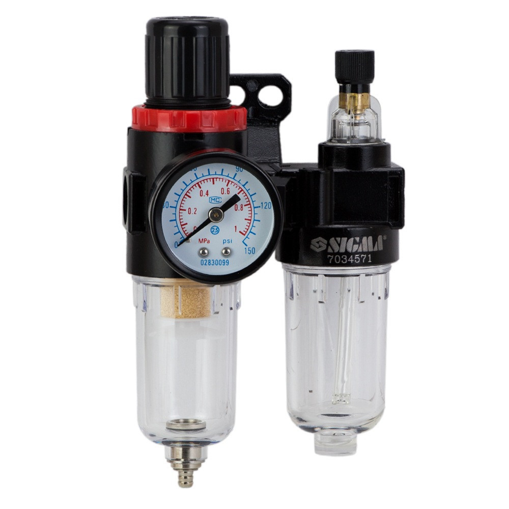 Блок підготовки повітря в зборі 500 л/хв 1/4" SIGMA (7034571) Київ - фото 1