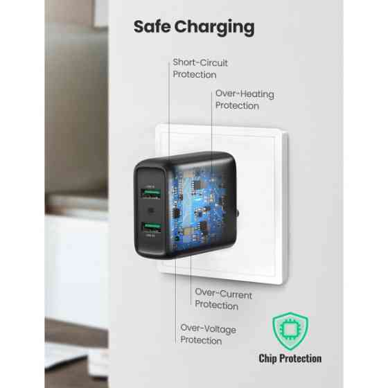 Зарядний пристрій 2xUSB 36W (USB A QC 3.0) Fast Charger чорний CD161 Ugreen (10216) Киев