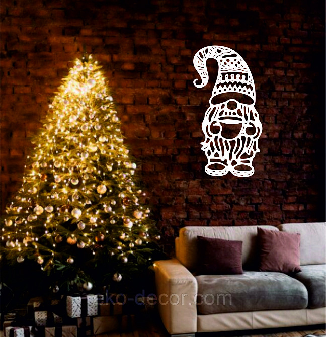 Декоративное настенное Панно «Гном», Декор на стену 90*47 см, Белый Киев - изображение 2