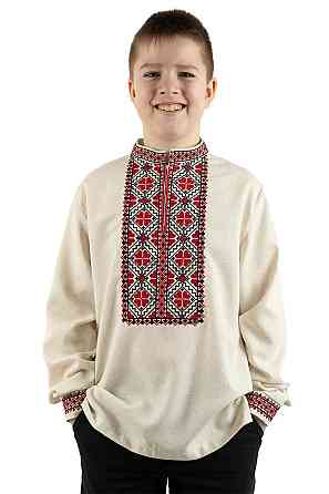 Вышиванка для мальчиков, натуральная, льняная  топ 152 Киев