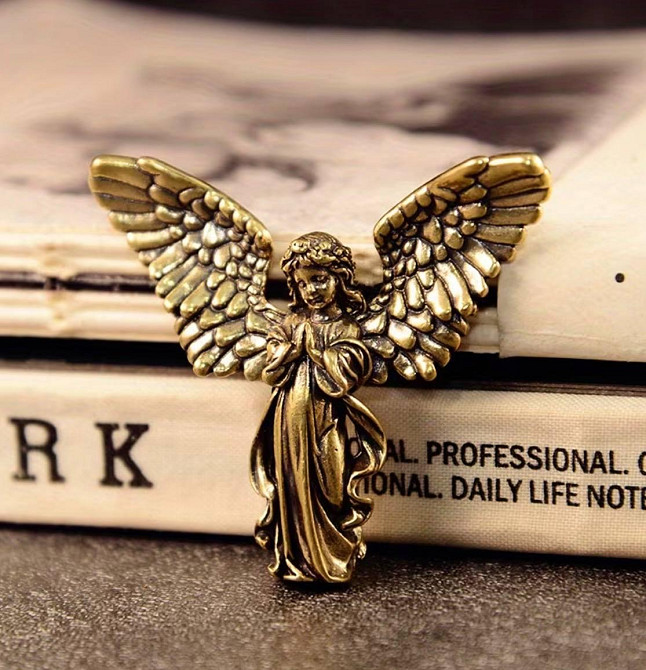 Фігурка ангела з латуні 4.5 см, статуетка ангел-охоронець, декоративний талісман, подарунок Київ - фото 1