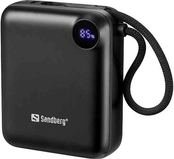 УМБ Sandberg 10000mAh 20W PD,QC3.0, USB-C In/Out, PowerThru, with built-in 2xUSB-C cables Винница