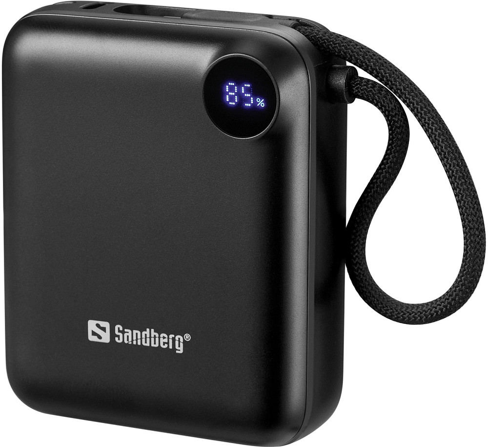УМБ Sandberg 10000mAh 20W PD,QC3.0, USB-C In/Out, PowerThru, with built-in 2xUSB-C cables Винница - изображение 1
