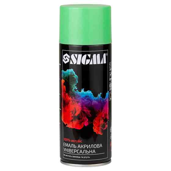 Эмаль аэрозольная акриловая 400мл RAL 6021 светло-зеленый глянец SIGMA (2737211) Киев