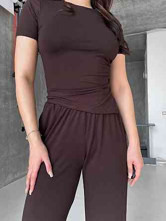 Жіночий прогулянковий костюм: футболка та штани з турецької віскози Шоколад, 44/46 Одеса