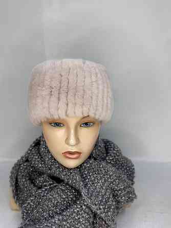 Хутряна пов'язка на голову жіноча із кролика Бежевий Харків