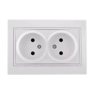 MIRA білий Розетка внутрішня 2-а без заземлення з білою вставкою Лезард Житомир - фото 1