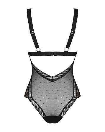 Кружевное боди с декольте Obsessive Estiqua teddy M/L, черное, широкие лямки Sex Aura Киев