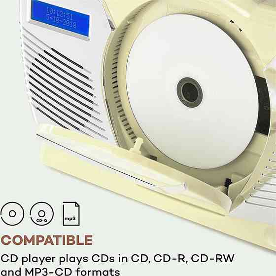 Проигрыватель в стиле ретро Auna RCD-70 DAB радио FM DAB+ CD плеер USB Bluetooth крем Германия Днепр