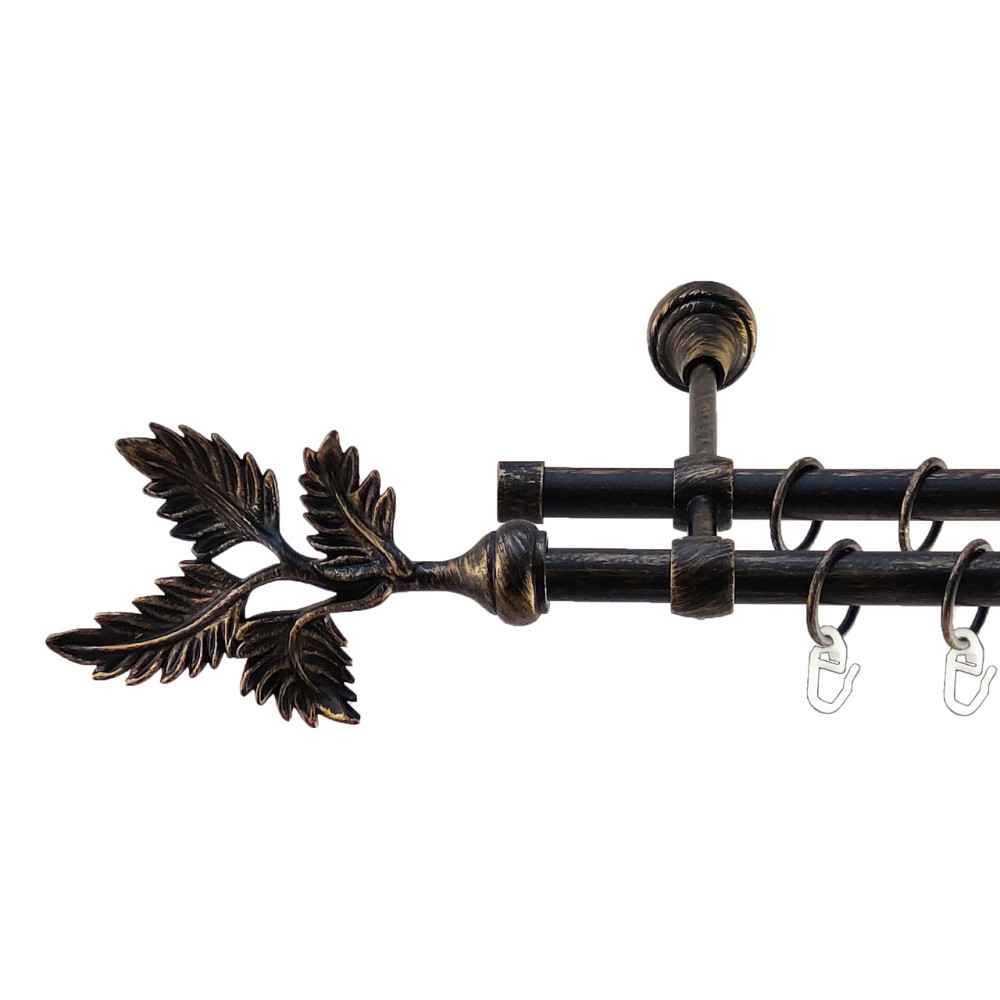 Карниз Orvit Папороть металевий дворядний литий Чорне Золото 16\16 мм 160 см (5468284) Львов - изображение 1