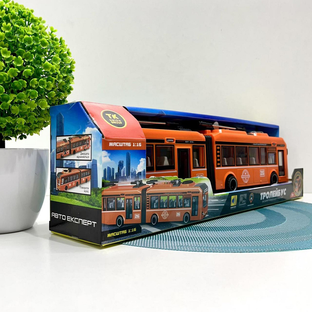 Тролейбус Авто Експерт з інерцією підсвічуванням і звуком відчиняються двері Помаранчевий (26487) Чернигов - изображение 9