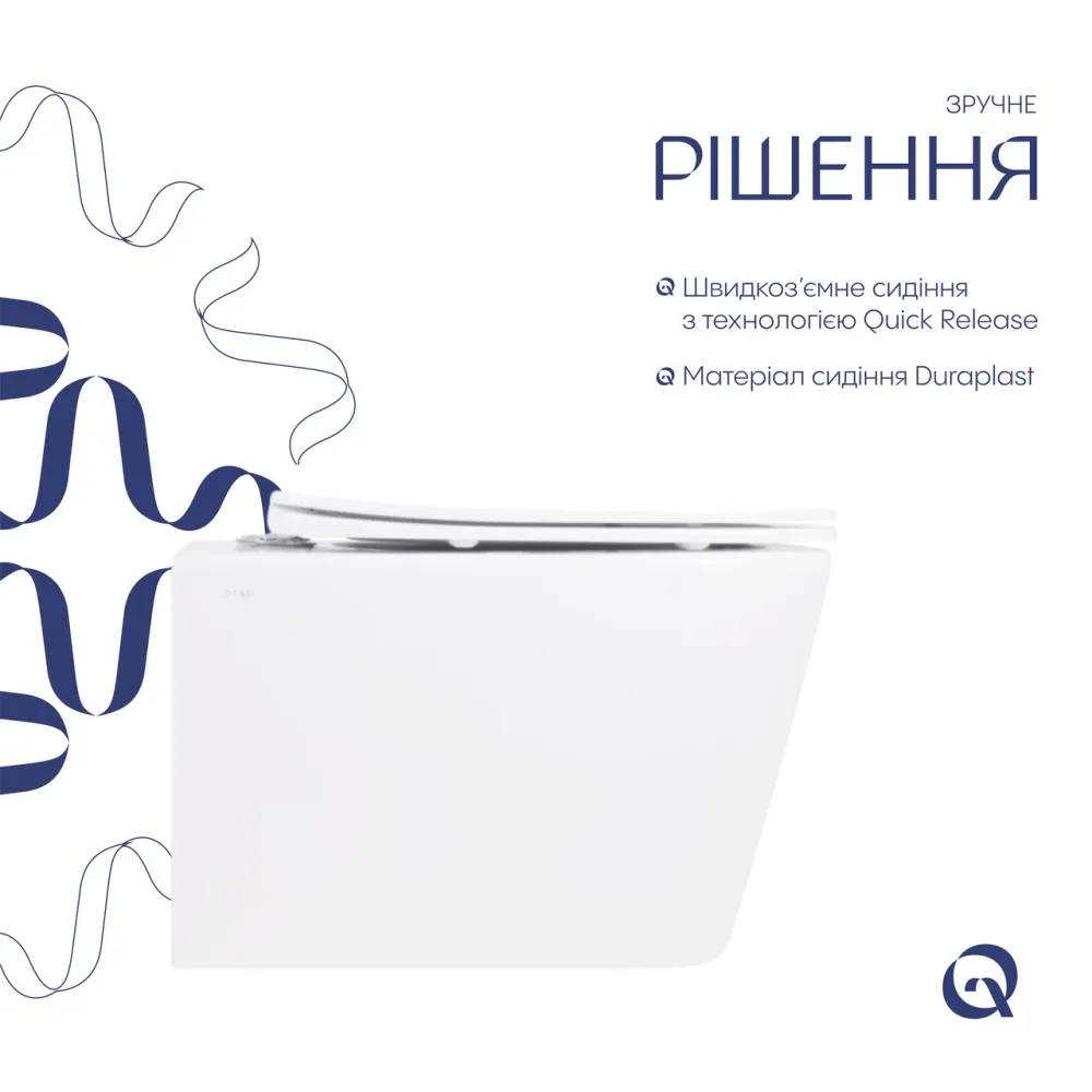 Унітаз підвісний Crow Rimless 485х340х330 мм, White, із сидінням Slim Duroplast/ Soft-close/Quick Release QT05335171RW Qtap Київ - фото 14