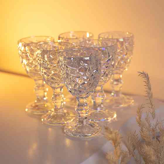 Набір чарок на ніжці 6 штук 50 мл для горілки наливки подарункові чарки скляні HP-19-178 Київ