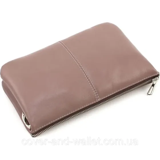 Красивый пудровый женский клатч из натуральной гладкой кожи Grande Pelle 70566501 Киев