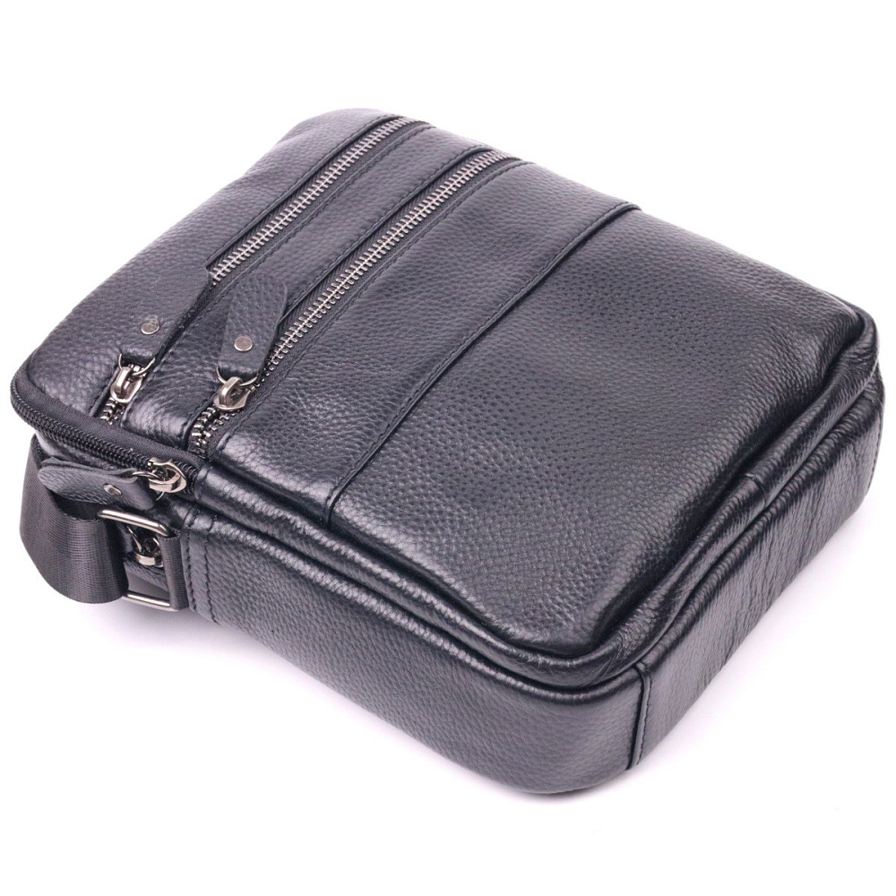 Стильная мужская сумка из натуральной зернистой кожи 21398 Vintage Черная Киев - изображение 3