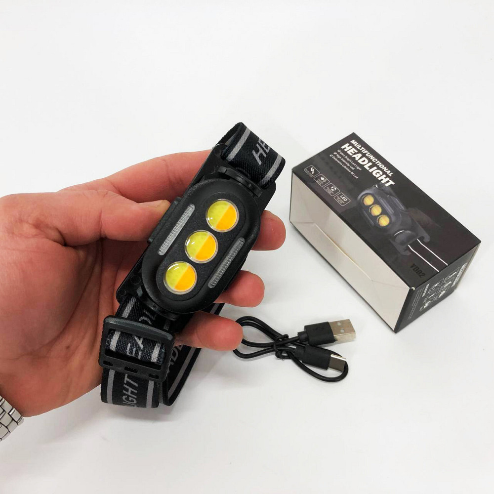 Налобный светодиодный фонарь для ночных прогулок YD02-COB (White+red+blue), LS-131 Фонарик налобник Киев - изображение 7