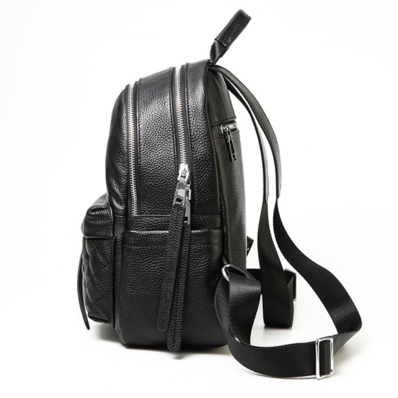 Женский кожаный рюкзак городской 30х23х12, наплечник из натуральной кожи, черный Киев