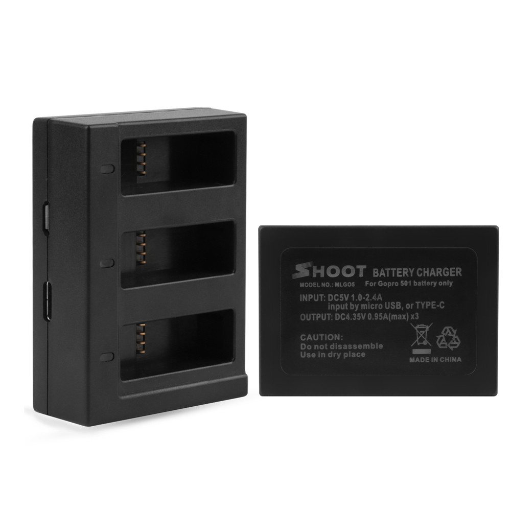 Аккумуляторы + зарядка Shoot для GoPro Hero 5 / 6 / 7 (XTGP374B) Киев - изображение 4