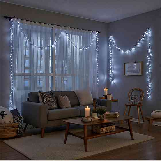 Новорічна гірлянда кімнатна нитка 22 м 220 LED кімнатна гірлянда білий провід Біле світло W220LED22MWW Київ