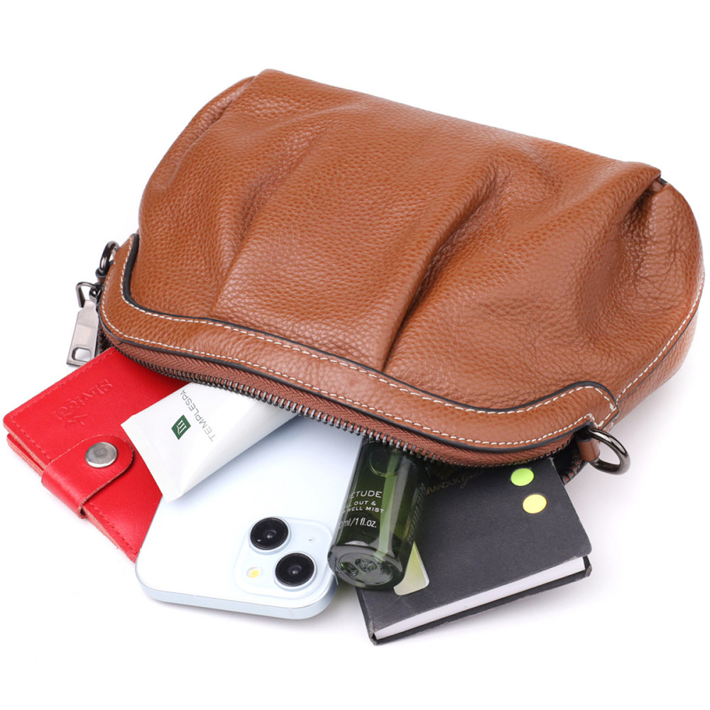 Жіноча сумка з драпіруванням з натуральної шкіри Vintage 22895 Київ - фото 6