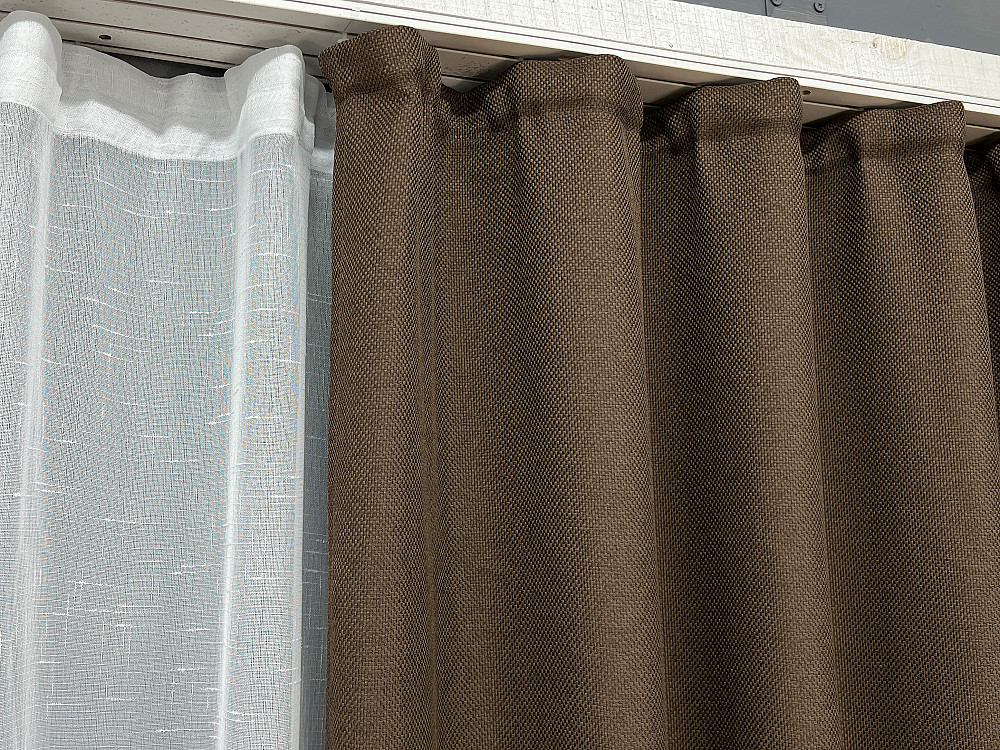 Комплект штор VR-Textil Льон Мішковина 150х270 2шт і Тюль 400х270 277ш-1429т Коричневий з білим 71-173/3 Київ - фото 8