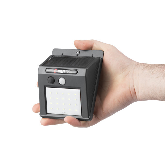 Светильник аккумуляторный настенный 20 SMD, уличный, солнечная панель, датчик движения INTERTOOL LB-0112 Киев - изображение 7
