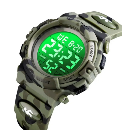 Дитячий спортивний наручний годинник Skmei Kids 1548 (Зелений камуфляж) Київ