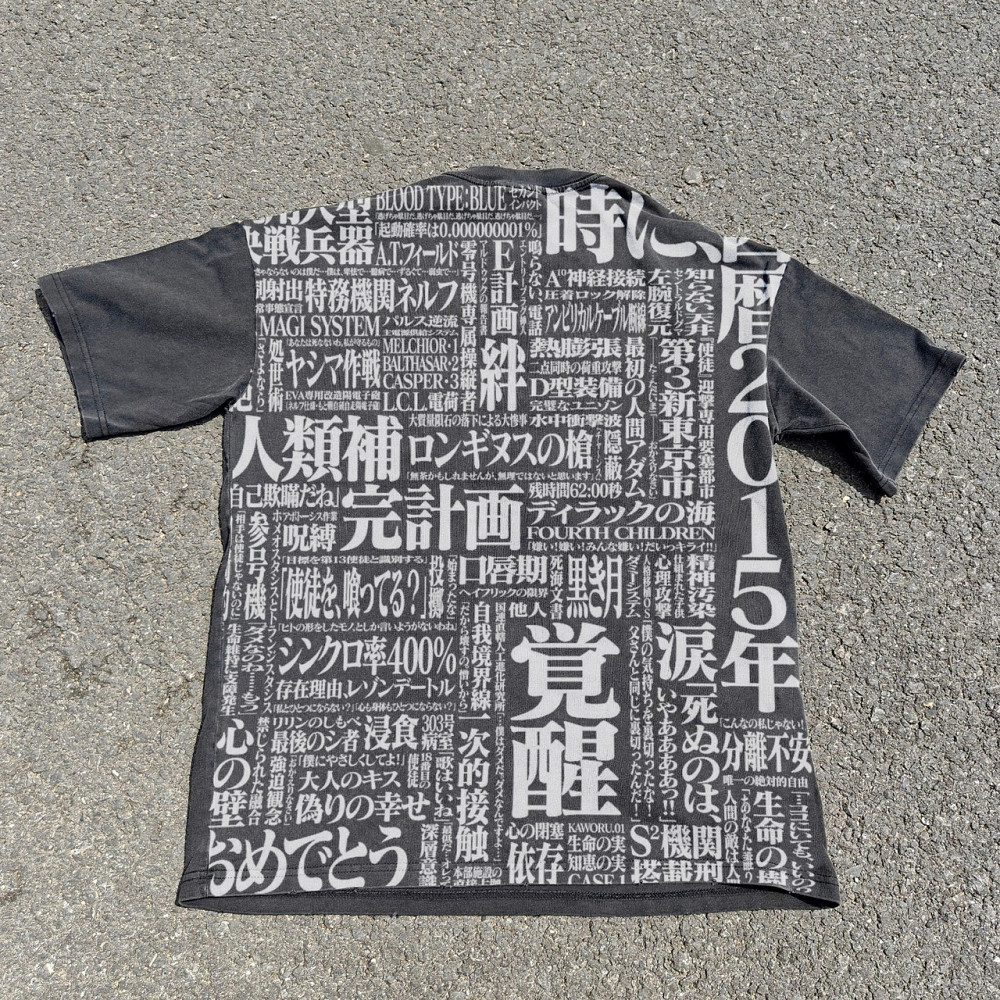 Футболка для хлопчика з принтом аніме Євангеліон Нд Янгол Лілітх оверсайз (зріст від 165 до 180) Чорний Дніпро - фото 2