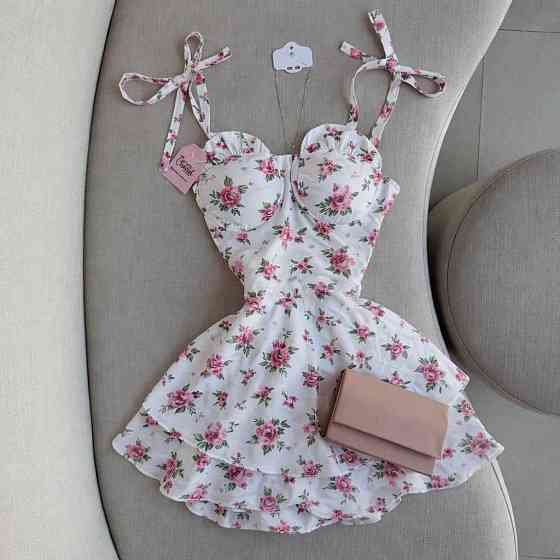 Женское стильное романтичное летнее мини платье софт принт Белый, 42/44 Одесса