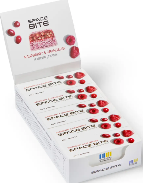 Протеиновые батончики Space Bite 10x45g малина клюква Киев - изображение 1