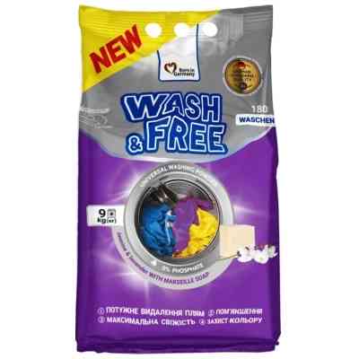 Стиральный порошок Wash&amp;Free Universal Жасмин и лаванда с марсельским мылом 9 кг (4823128004912) Винница