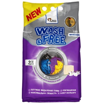 Стиральный порошок Wash&amp;Free Universal Жасмин и лаванда с марсельским мылом 9 кг (4823128004912) Винница - изображение 1