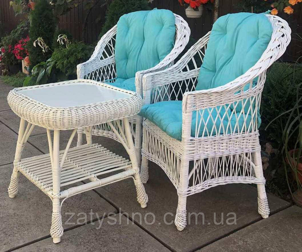 Белая плетеная мебель с накидками|Мебель из лозы белая с квадратным столом |мебель плетеная на подар Киев - изображение 3