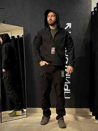 Тактичний костюм чорний softshell чоловічий літній захист від вітру і вологи комплект для служби Львів